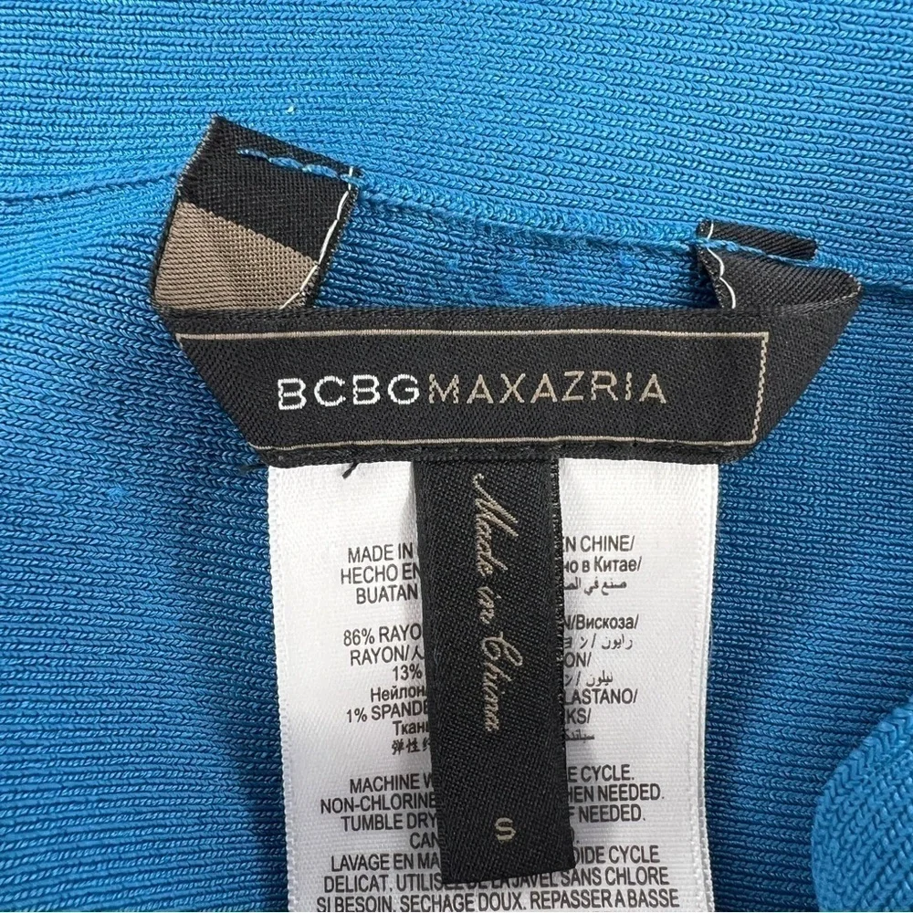 SMALL BCBGMAXAZRIA COLORBLOCK SKIRT STRETCH STRIPED BLUE RED PENCIL FITTED